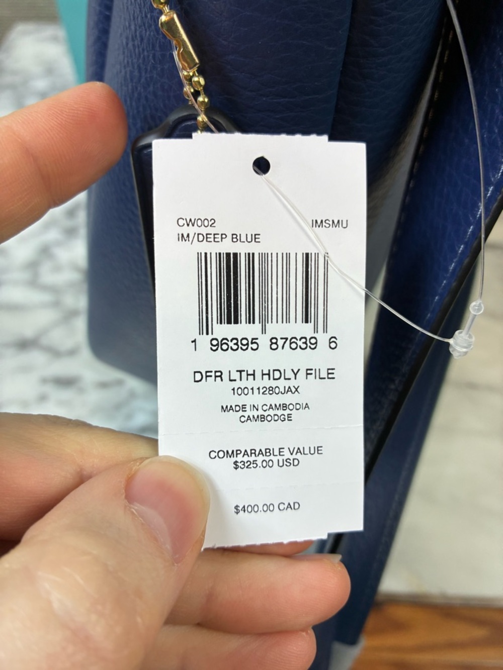 Coach CW002 Hadley Pebbled Leather Deep Blue Turnlock File Bag - NWT $325 Retail - Picture 9 of 9